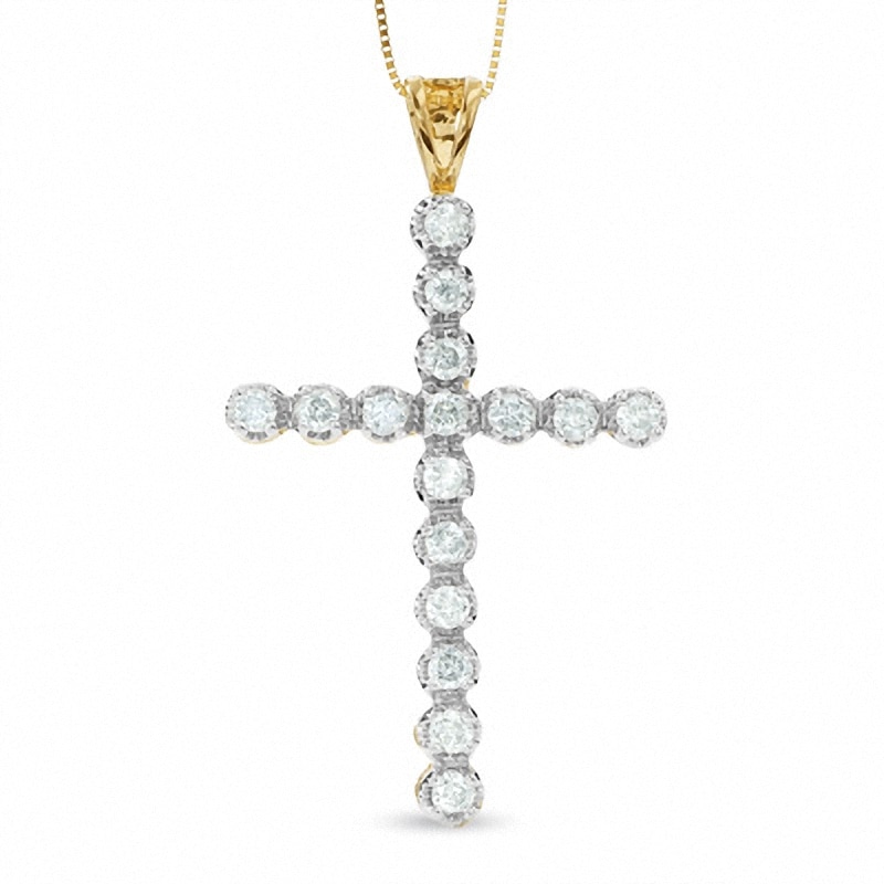 Main Image 1 of Previously Owned - 1 CT. T.W. Diamond Cross Pendant in 10K Gold