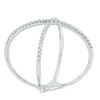 Thumbnail Image 2 of Previously Owned - 1/8 CT. T.W. Diamond Criss-Cross Orbit Ring in Sterling Silver