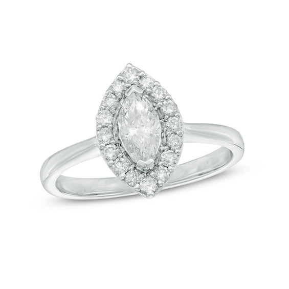 Previously Owned - 3/4 CT. T.w. Marquise Diamond Frame Engagement Ring in 10K White Gold