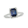 Previously Owned - Emerald-Cut Lab-Created Blue and White Sapphire Frame Ring in 10K White Gold