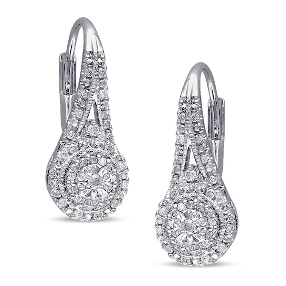 Previously Owned - 1/4 CT. T.w. Composite Diamond Vintage-Style Drop Earrings in Sterling Silver