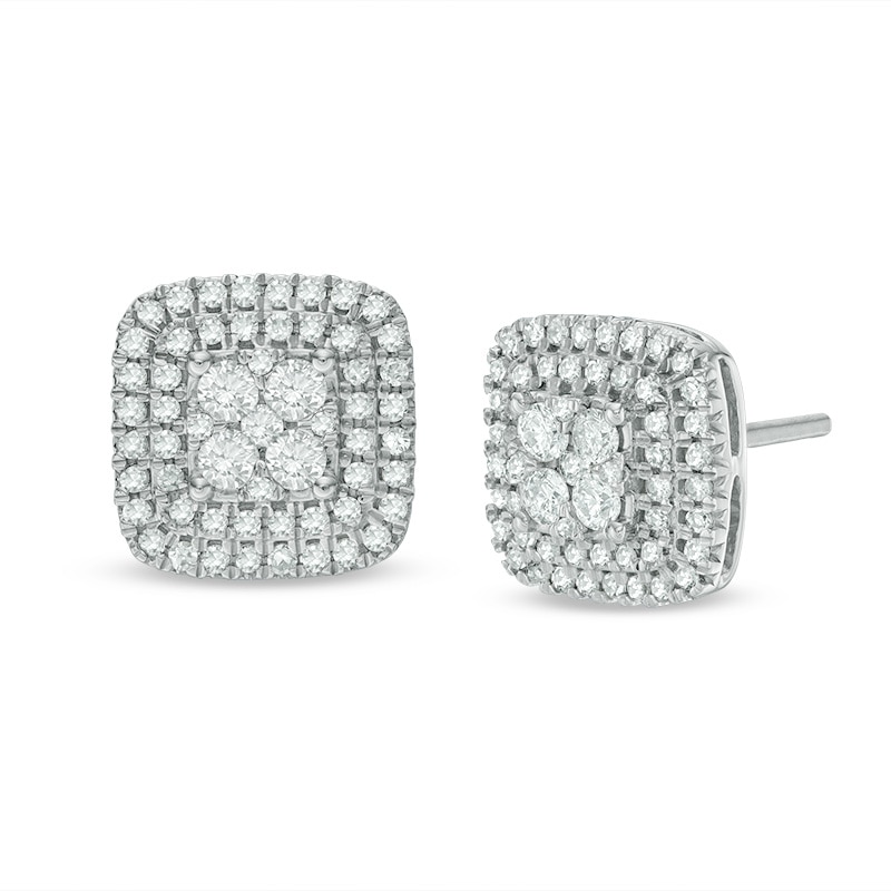Previously Owned - 1/2 CT. T.W. Composite Diamond Cushion Stud Earrings in 10K White Gold