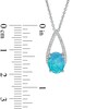 Thumbnail Image 2 of Previously Owned - Oval Lab-Created Blue Opal and White Sapphire Teardrop Pendant in Sterling Silver