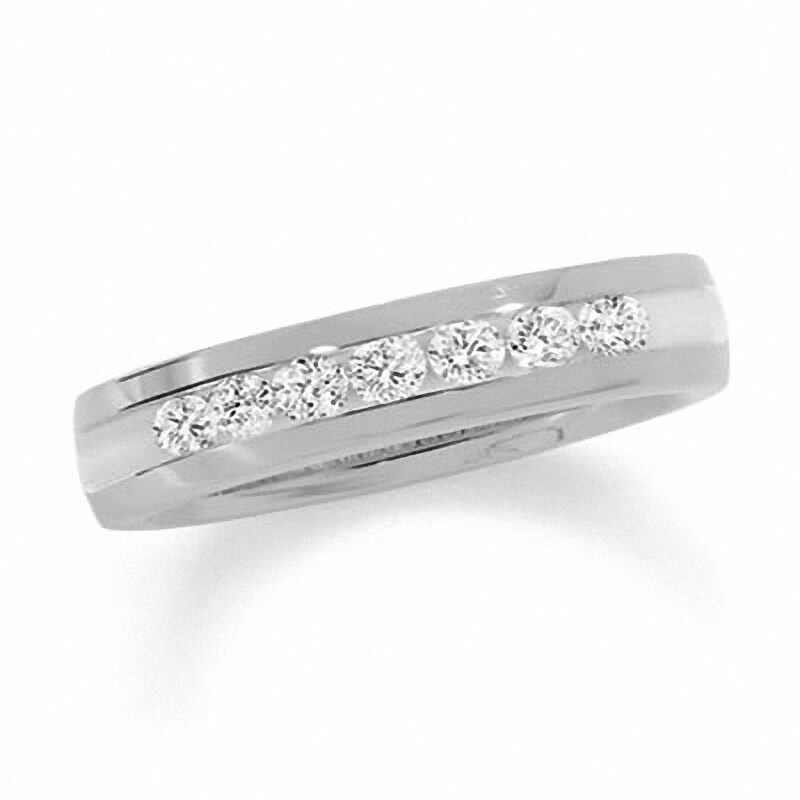 Main Image 1 of Previously Owned - 1/2 CT. T.W. Channel Set Diamond Wedding Band in 14K White Gold