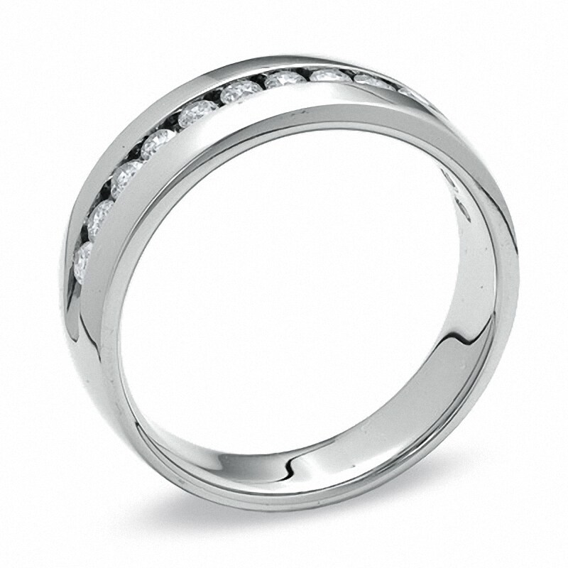 Main Image 2 of Previously Owned - 1/2 CT. T.W. Channel Set Diamond Wedding Band in 14K White Gold