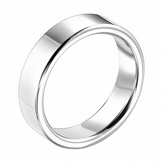 Previously Owned - Triton 6.0mm Comfort Fit Polished White Tungsten Wedding Band