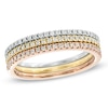 Thumbnail Image 1 of Previously Owned - 1/4 CT. T.W. Diamond Three Piece Band Stackable Set in 10K Tri-Tone Gold