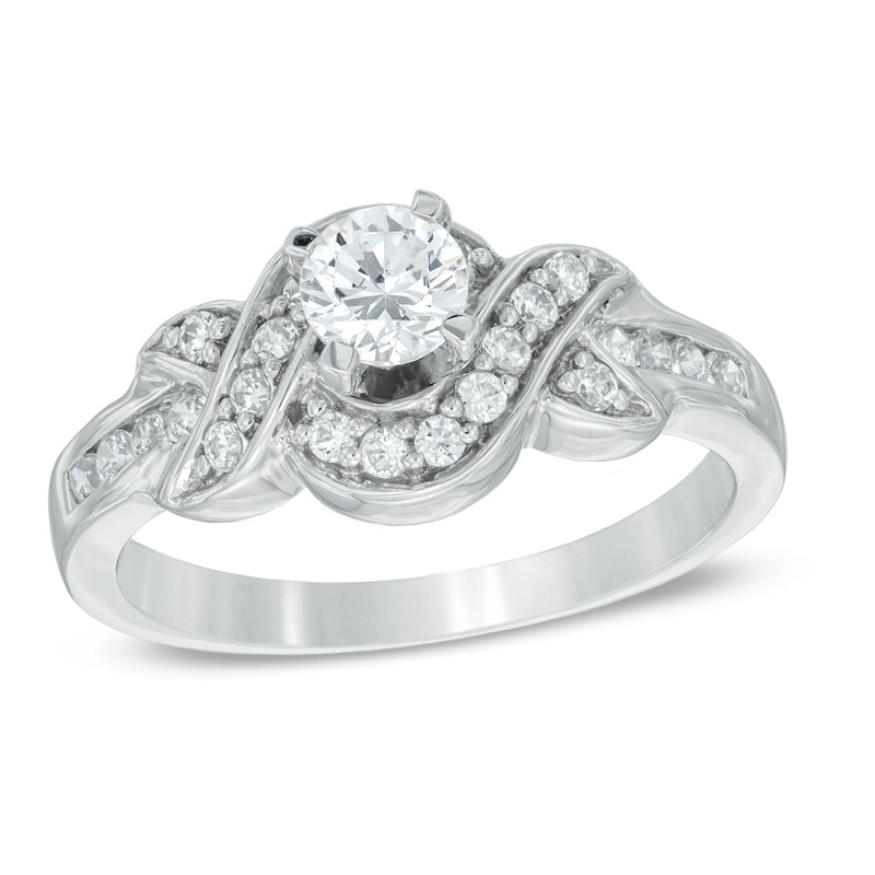 Main Image 1 of Previously Owned - 1/2 CT. T.W. Diamond Twist Engagement Ring in 10K White Gold