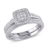 Thumbnail Image 1 of Previously Owned - 1/4 CT. T.W. Diamond Square Cluster Bridal Set in Sterling Silver