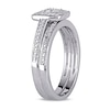 Thumbnail Image 2 of Previously Owned - 1/4 CT. T.W. Diamond Square Cluster Bridal Set in Sterling Silver