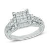 Thumbnail Image 1 of Previously Owned - 3/4 CT. T.W. Princess-Cut Composite Diamond Frame Engagement Ring in 10K White Gold