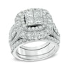 Thumbnail Image 1 of Previously Owned - 5 CT. T.W. Quad Princess-Cut Diamond Double Frame Bridal Set in 14K White Gold