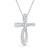 Thumbnail Image 1 of Previously Owned - Diamond Accent Loop Cross Pendant in 10K White Gold