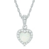 Thumbnail Image 1 of Previously Owned - 7.0mm Heart-Shaped Lab-Created Opal and White Sapphire Frame Pendant in Sterling Silver