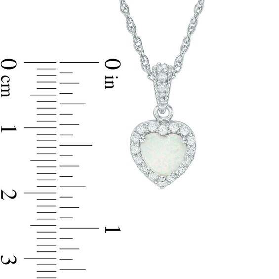 Previously Owned - 7.0mm Heart-Shaped Lab-Created Opal and White Sapphire Frame Pendant in Sterling Silver