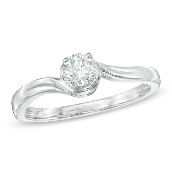 Previously Owned - 1/2 CT. T.w. Diamond Swirl Engagement Ring in 14K White Gold