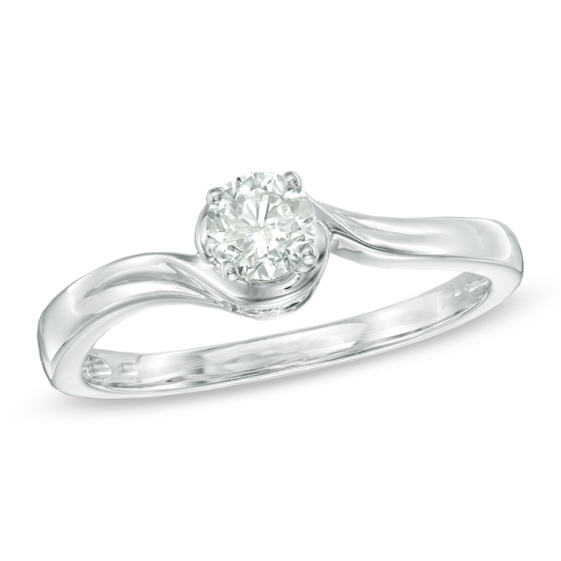 Main Image 1 of Previously Owned - 1/2 CT. T.W. Diamond Swirl Engagement Ring in 14K White Gold