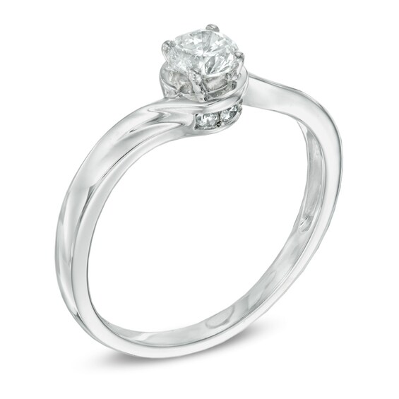 Previously Owned - 1/2 CT. T.w. Diamond Swirl Engagement Ring in 14K White Gold