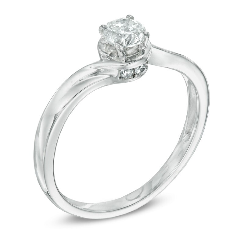 Main Image 2 of Previously Owned - 1/2 CT. T.W. Diamond Swirl Engagement Ring in 14K White Gold
