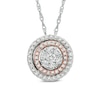 Thumbnail Image 1 of Previously Owned - 1/4 CT. T.W. Diamond Cluster Double Frame Pendant in 10K Two-Tone Gold