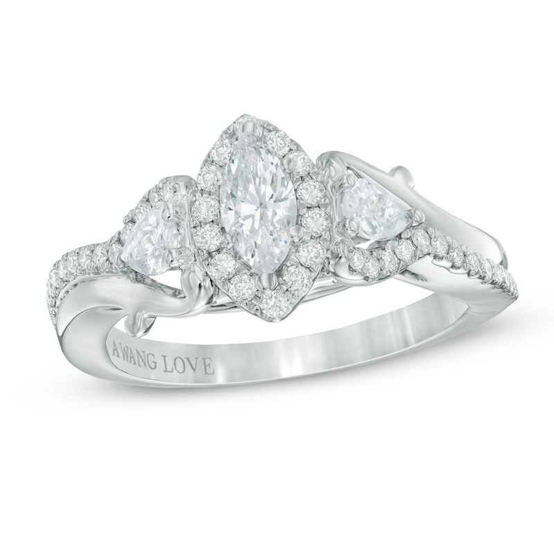 Previously Owned - Vera Wang Love Collection 3/4 CT. T.W. Marquise Diamond Engagement Ring in 14K White Gold