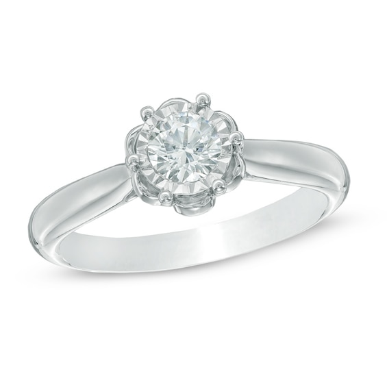 Previously Owned - 1/2 CT. T.w. Diamond Flower Engagement Ring in 10K White Gold