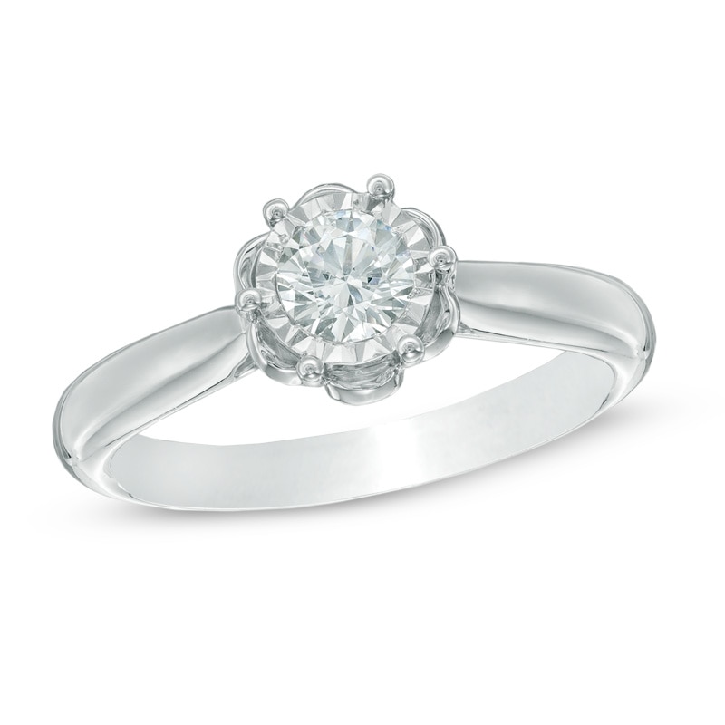 Main Image 1 of Previously Owned - 1/2 CT. T.W. Diamond Flower Engagement Ring in 10K White Gold