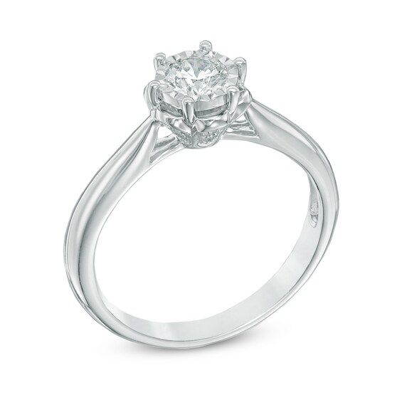 Previously Owned - 1/2 CT. T.w. Diamond Flower Engagement Ring in 10K White Gold