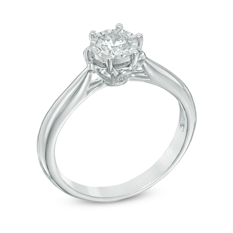 Main Image 2 of Previously Owned - 1/2 CT. T.W. Diamond Flower Engagement Ring in 10K White Gold