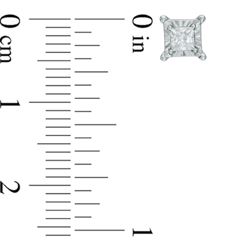 Main Image 2 of Previously Owned - 1/4 CT. T.W. Princess-Cut Diamond Solitaire Stud Earrings in Sterling Silver