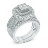 Thumbnail Image 2 of Previously Owned 2-1/2 CT. T.W. Quad Princess-Cut Diamond Double Frame Soldered Bridal Set in 14K White Gold