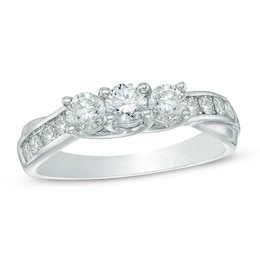 Previously Owned - 1 CT. T.W. Diamond Past Present Future® Ring in 10K White Gold