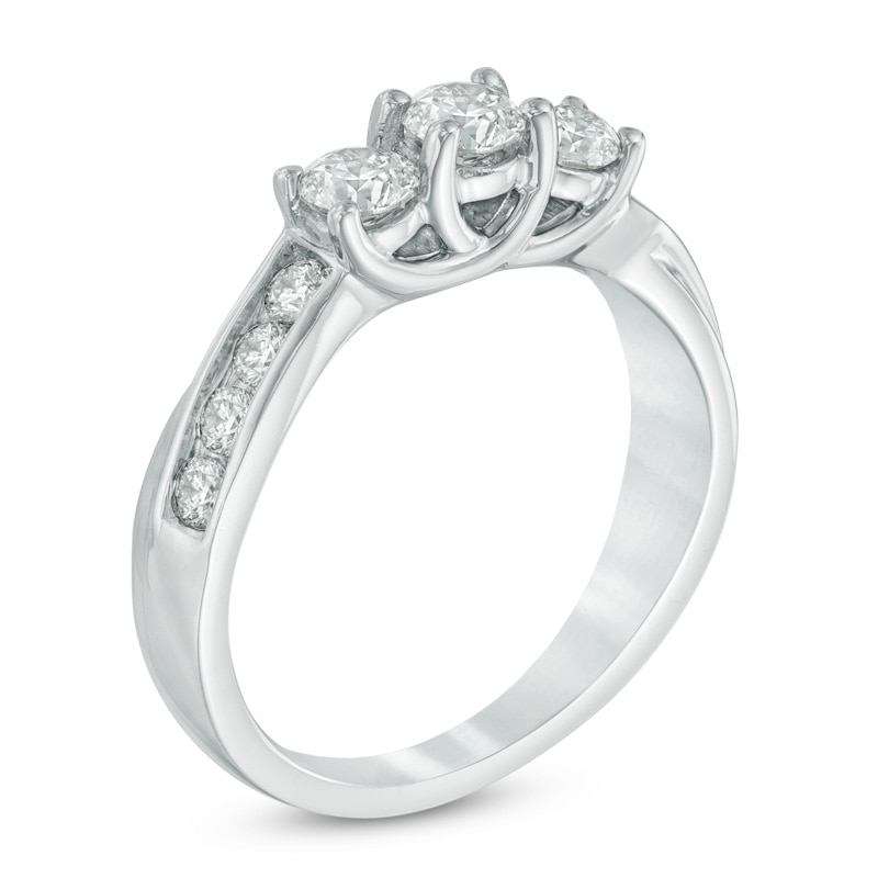 Main Image 2 of Previously Owned - 1 CT. T.W. Diamond Past Present Future® Ring in 10K White Gold