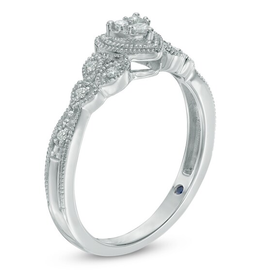 Previously Owned - Cherished Promise Collectionâ¢ 1/10 CT. T.w. Diamond Heart Promise Ring in 10K White Gold