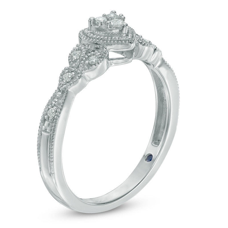 Main Image 2 of Previously Owned - Cherished Promise Collection™ 1/10 CT. T.W. Diamond Heart Promise Ring in 10K White Gold