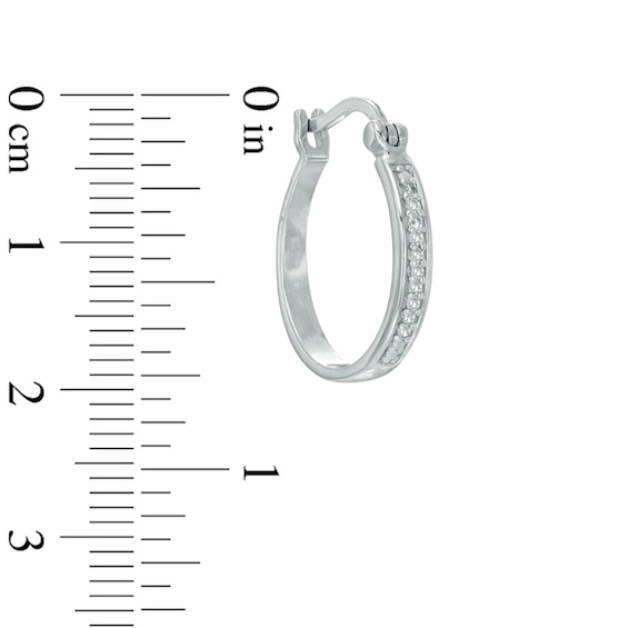 Previously Owned - 1/10 CT. T.w. Diamond Hoop Earrings in Sterling Silver