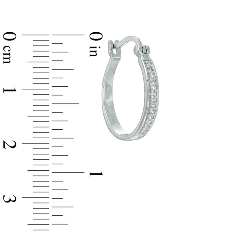 Main Image 2 of Previously Owned - 1/10 CT. T.W. Diamond Hoop Earrings in Sterling Silver