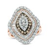 Thumbnail Image 1 of Previously Owned - 2 CT. T.W. Champagne and White Diamond Marquise Cluster Frame Ring in 10K Rose Gold