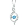 Thumbnail Image 1 of Previously Owned - 5.0mm Swiss Blue Topaz and Lab-Created White Sapphire Pendant in Sterling Silver