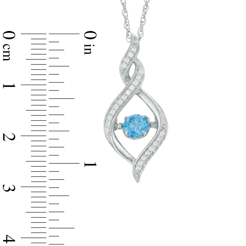 Main Image 2 of Previously Owned - 5.0mm Swiss Blue Topaz and Lab-Created White Sapphire Pendant in Sterling Silver