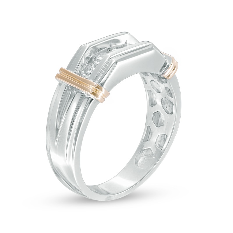 Main Image 2 of Previously Owned - 1/2 CT. T.W. Diamond Five Stone Comfort Fit Anniversary Band in 10K Two-Tone Gold