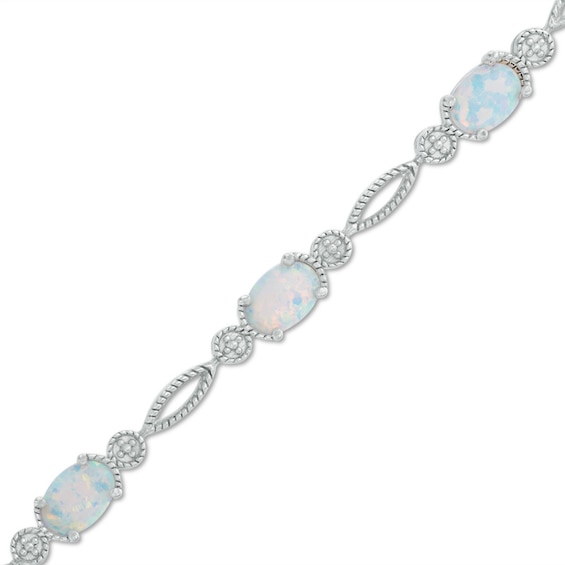 Previously Owned - Oval Lab-Created Opal Rope Bracelet in Sterling Silver - 7.5"