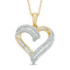 Thumbnail Image 1 of Previously Owned - 1/4 CT. T.W. Baguette and Round Diamond Heart Pendant in 10K Gold