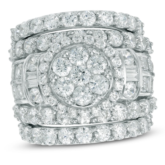 Previously Owned - 6 CT. T.w. Composite Diamond Three Piece Bridal Set in 14K White Gold