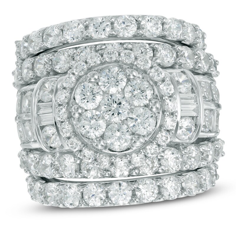 Main Image 1 of Previously Owned - 6 CT. T.W. Composite Diamond Three Piece Bridal Set in 14K White Gold