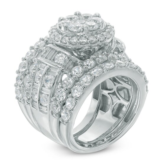 Previously Owned - 6 CT. T.w. Composite Diamond Three Piece Bridal Set in 14K White Gold