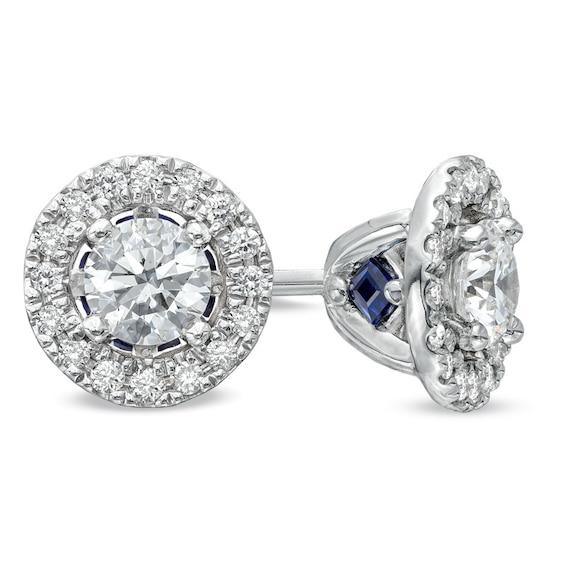 Previously Owned - Vera Wang Love Collection 1/2 CT. T.w. Diamond Frame Stud Earrings in 14K White Gold