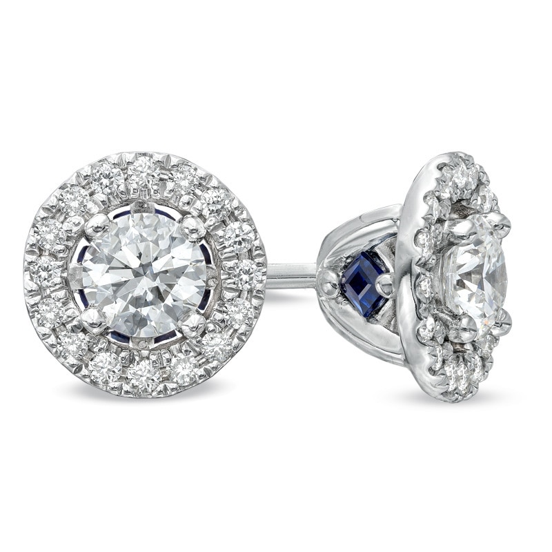Main Image 1 of Previously Owned - Vera Wang Love Collection 1/2 CT. T.W. Diamond Frame Stud Earrings in 14K White Gold