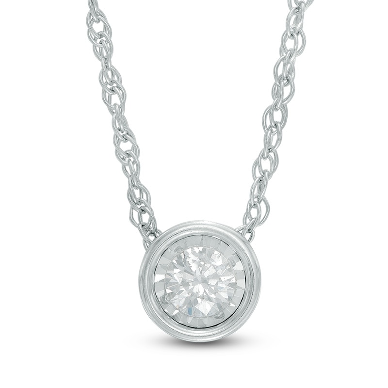 Main Image 1 of Previously Owned - 1/6 CT. Diamond Solitaire Pendant in 10K White Gold