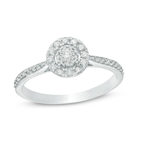 Previously Owned - 1/3 CT. T.w. Composite Diamond Double Frame Engagement Ring in 10K White Gold